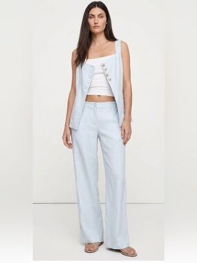 Banana republic linen blend wide leg pants light blue size 2 long